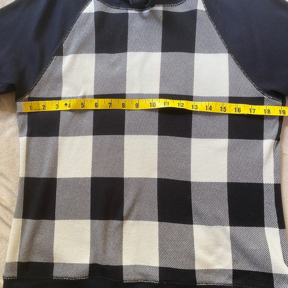 Ralph Lauren Black and Cream  Buffalo Check Long Sleeve Hoodie Shirt, Size L - Picture 6 of 9